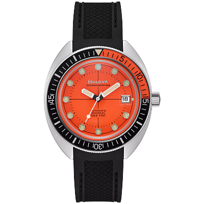 Orange Dial Polyurethane Strap Devil Diver 96B350 Bulova